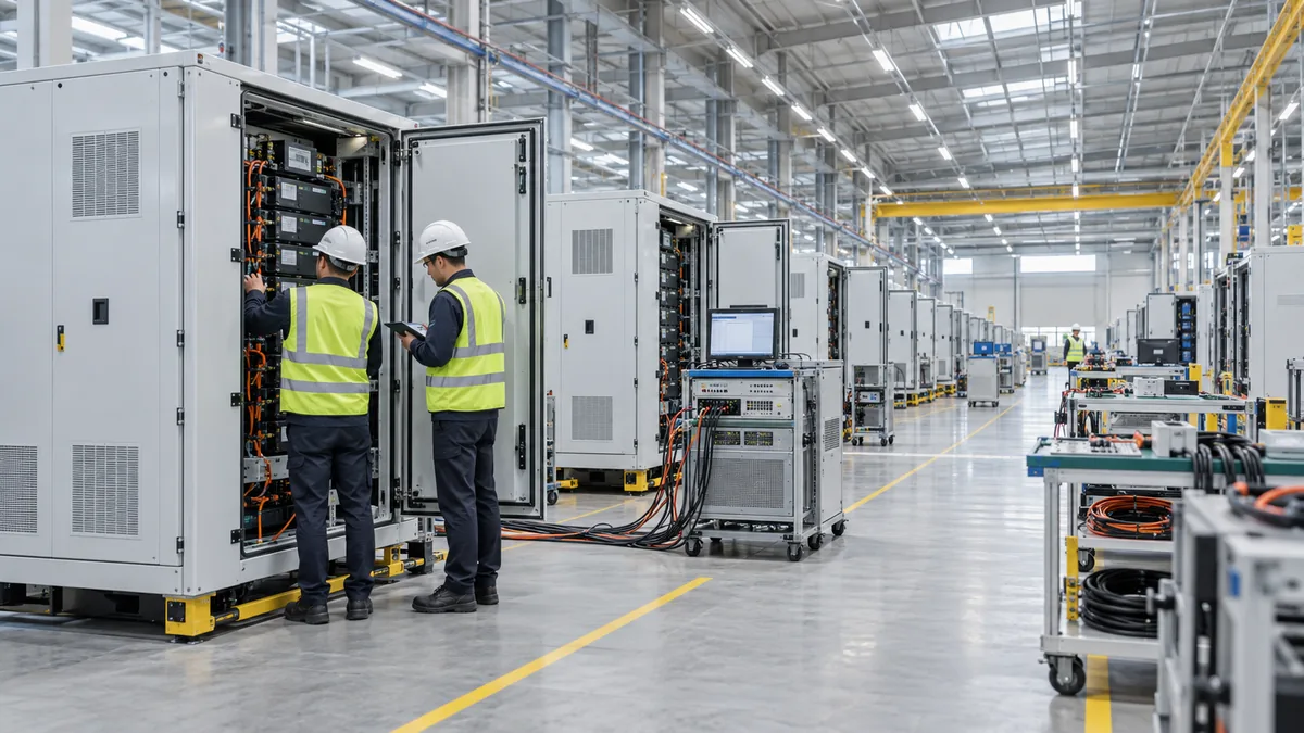 Liquid-cooled battery energy storage integration and quality testing facility
